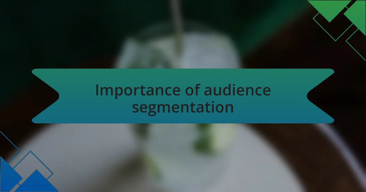 Importance of audience segmentation