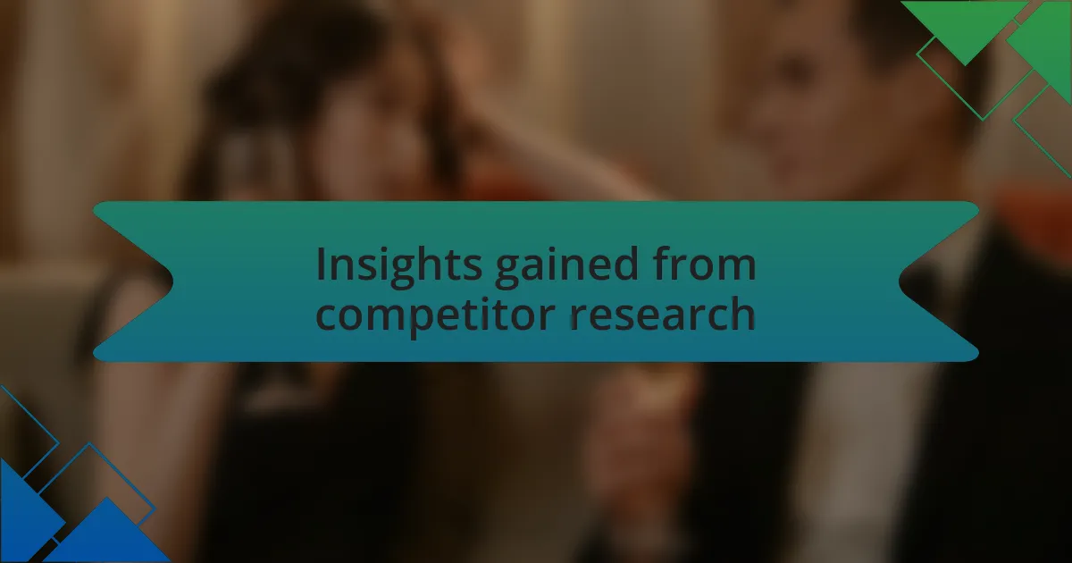 Insights gained from competitor research