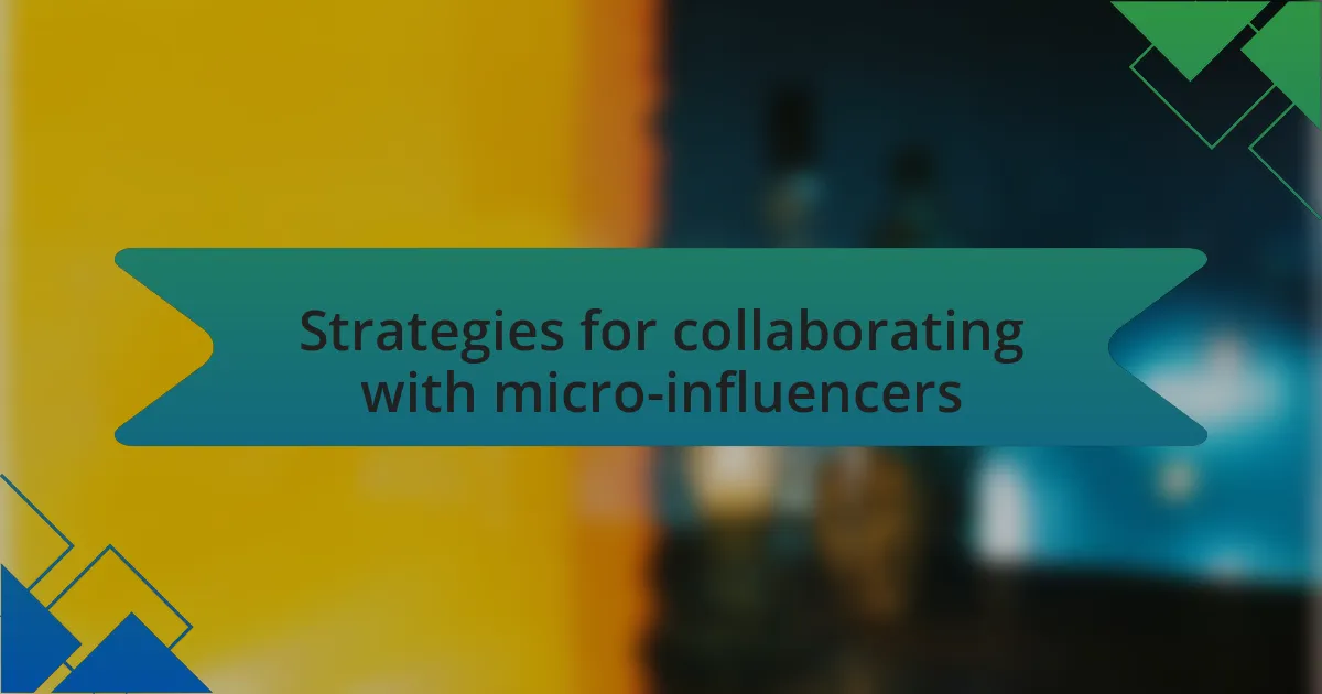 Strategies for collaborating with micro-influencers