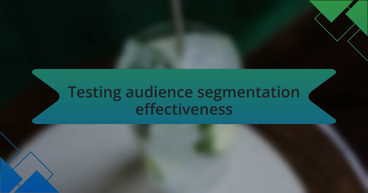Testing audience segmentation effectiveness