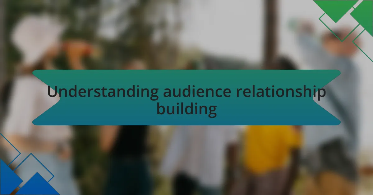 Understanding audience relationship building